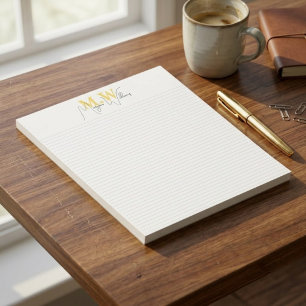 Custom Modern Minimalist Monogram Script Name Notepad