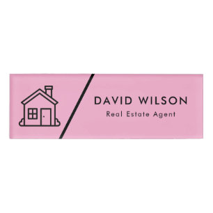 Custom Modern Minimalist Real Estate Agent Name Tag