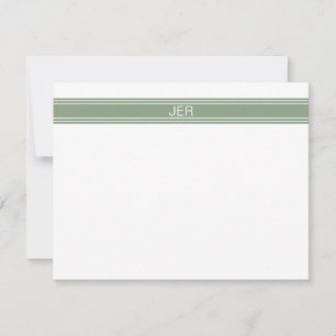 Custom Modern Minimalist Sage Green Monogram Card