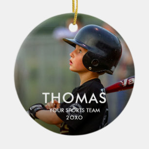 Custom Modern Minimalist Sports Photo Ornament