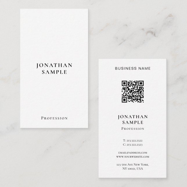 Custom Modern Minimalist Template Vertical Sleek Business Card (Front/Back)