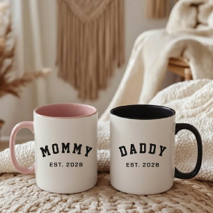 Custom Modern Mom Dad Mug Gift for Future Parents