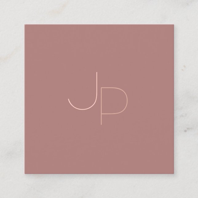 Custom Modern Monogram Initial Template Square Square Business Card (Front)