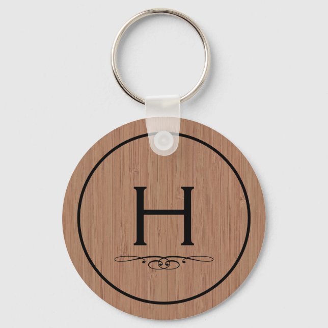 Custom Modern Monogram Key Ring (Front)