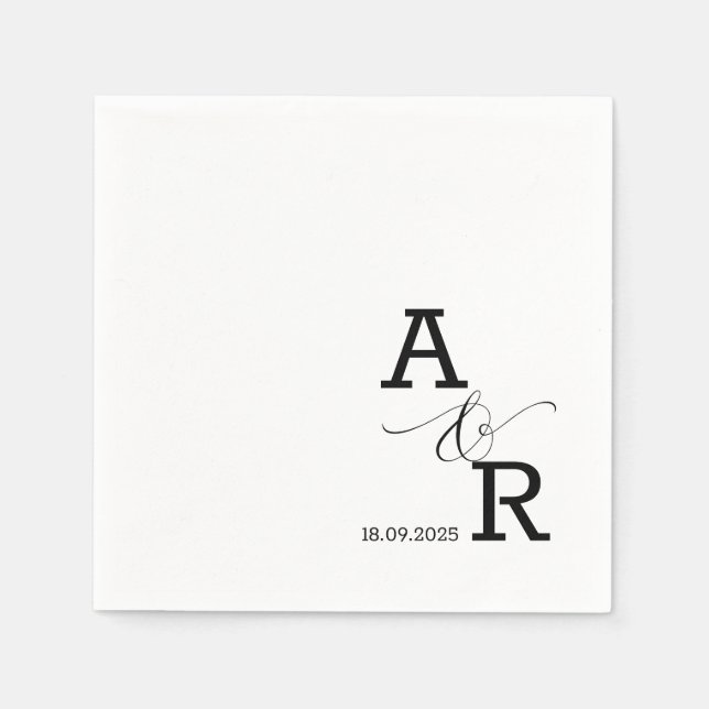 Custom Modern Monogram Printed Wedding Napkins (Front)