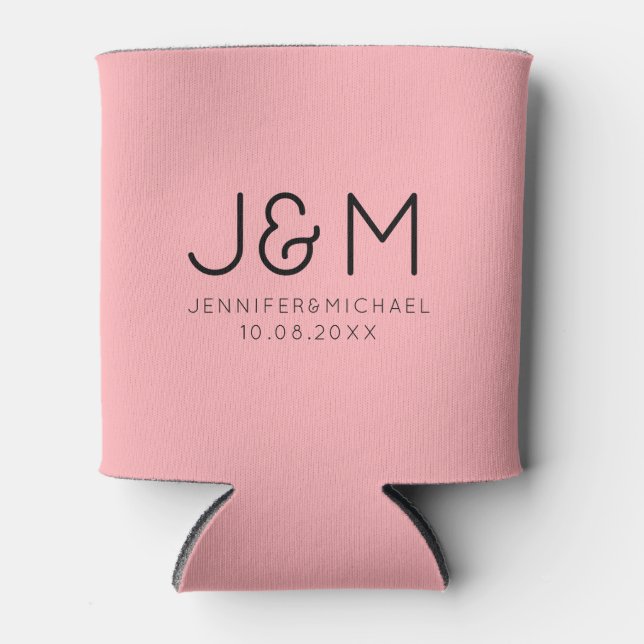 Custom Modern Monogram Template Wedding Date Can Cooler (Front)