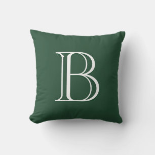 Custom Modern Monogrammed Initial Green & White Cushion