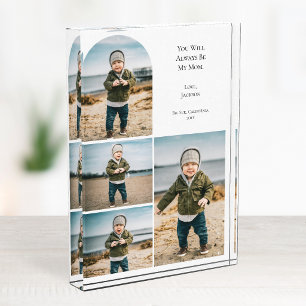 Custom Modern Mum Keepsake White 4 Photo Collage Block