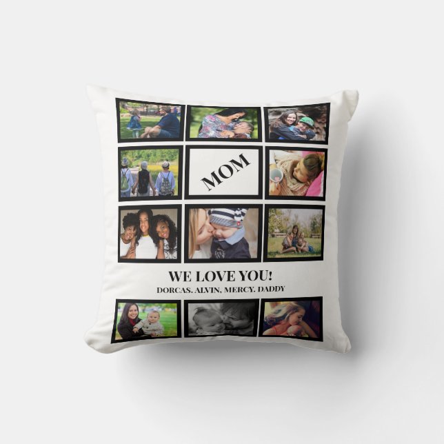 Custom Modern Mum Mothers Day 11 Photo Collage  Cushion (Front)