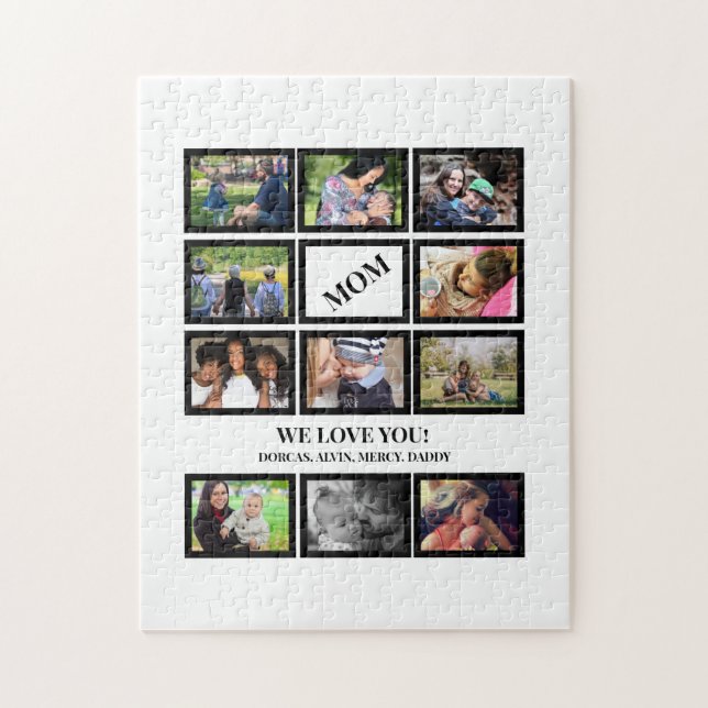 Custom Modern Mum Mothers Day 11 Photo Collage Jigsaw Puzzle (Vertical)