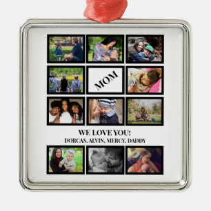 Custom Modern Mum Mothers Day 11 Photo Collage  Metal Ornament