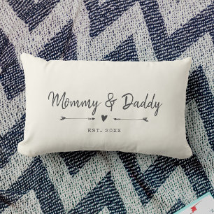 Custom Modern Mummy & Daddy New Parents Gift Lumbar Cushion