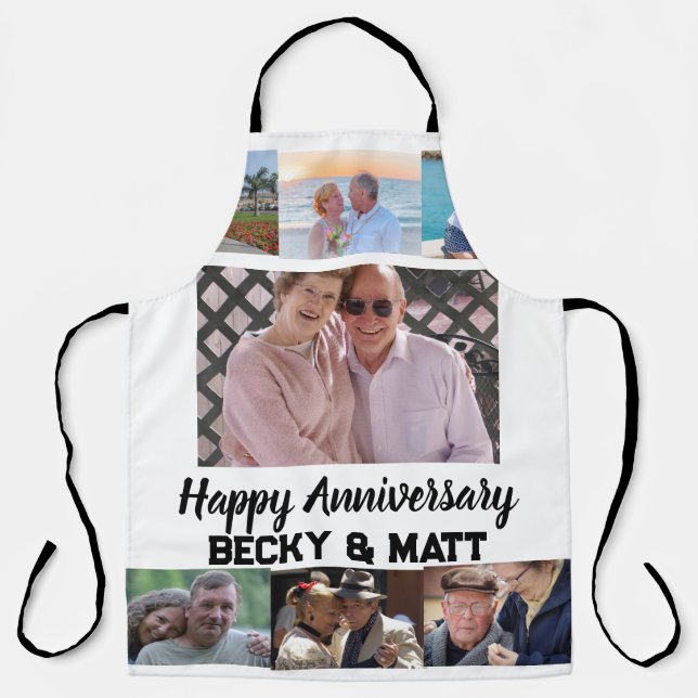 Custom Modern Name 7 Photo Anniversary    Apron (Front)