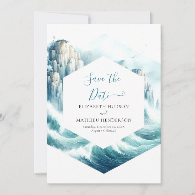Custom Modern Nautical Wedding Save The Date (Front)