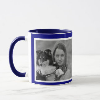 Custom Modern Navy blue 2 photo collage Mug