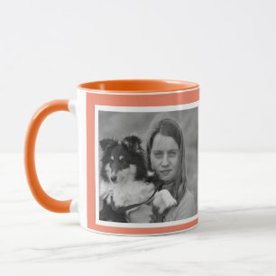 Custom Modern  orange 2 photo collage Mug