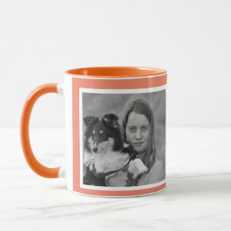 Custom Modern  orange 2 photo collage Mug