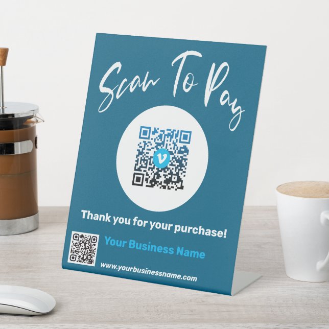 Custom Modern Pay Here Business Pedestal Sign (In SItu)