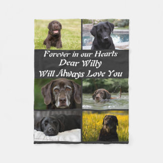 Custom modern Pet Memorial 6 Photo Collage  Fleece Blanket