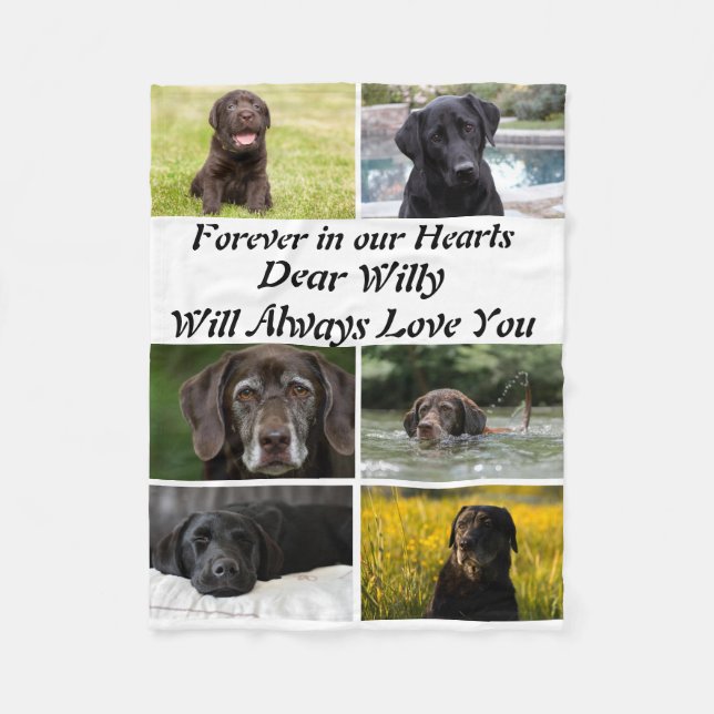 Custom modern Pet Memorial 6 Photo Collage   Fleece Blanket (Front)