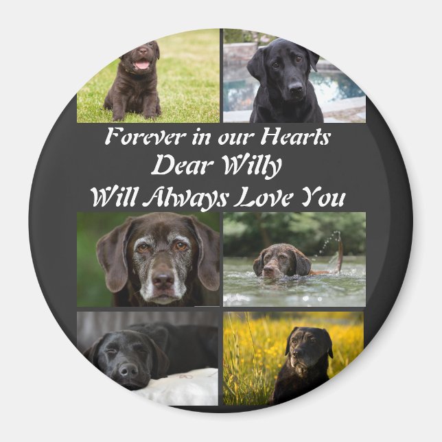 Custom modern Pet Memorial 6 Photo Collage   Magnet (Front)