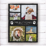 Custom Modern Pet Name Photo Collage Dog Cat Lover Fleece Blanket<br><div class="desc">Simple,  modern pet photo blanket featuring your favourite pictures of your fur baby in a minimalist photo collage with custom name and message alongside paw prints. This is the black version.</div>