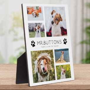 Custom Modern Pet Name Photo Collage Dog Cat Lover Plaque