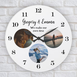 Custom Modern Photo Collage We Make Our Own Time  Large Clock
