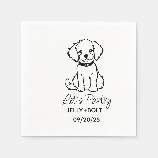 Custom Modern Photo Elegant Dog Wedding Napkins (Front)
