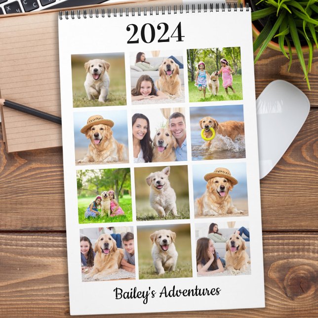 Custom Modern Photo Family Dog Pet Create Your Own Calendar (Creator Uploaded)