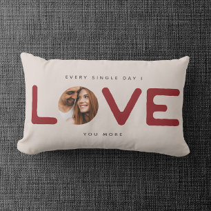 Custom Modern Photo LOVE Valentines Couple Gift Lumbar Cushion
