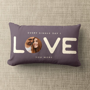 Custom Modern Photo LOVE Valentines Couple Gift Lumbar Cushion
