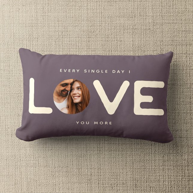 Custom Modern Photo LOVE Valentines Couple Gift Lumbar Cushion (Creator Uploaded)