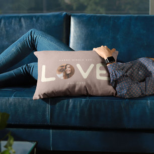 Custom Modern Photo LOVE Valentines Couple Gift Lumbar Cushion