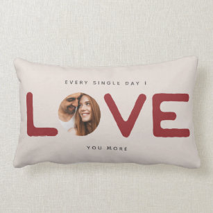 Custom Modern Photo LOVE Valentines Couple Gift Lumbar Cushion