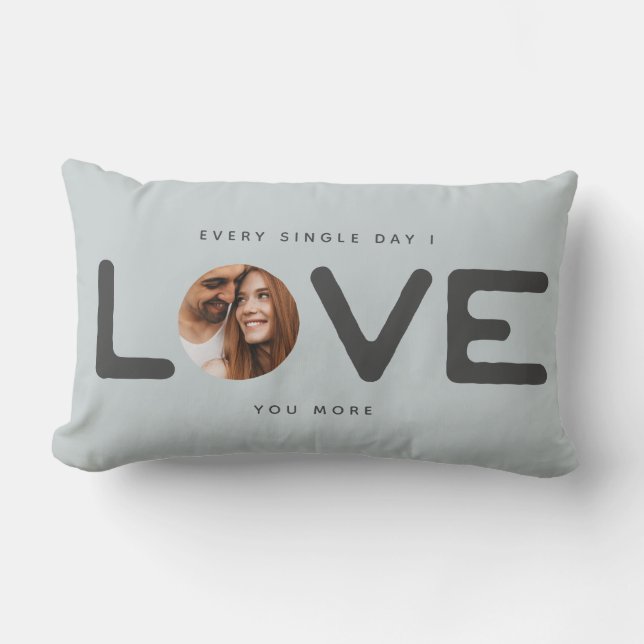 Custom Modern Photo LOVE Valentines Couple Gift Lumbar Cushion (Front)