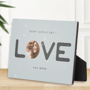 Custom Modern Photo LOVE Valentines Couple Gift Plaque
