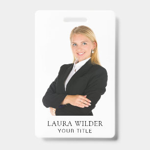 Custom Modern Photo Name Title ID Badge