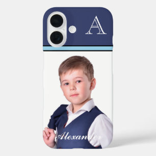 Custom Modern Photo Picture Monogram Personalise  iPhone 16 Case