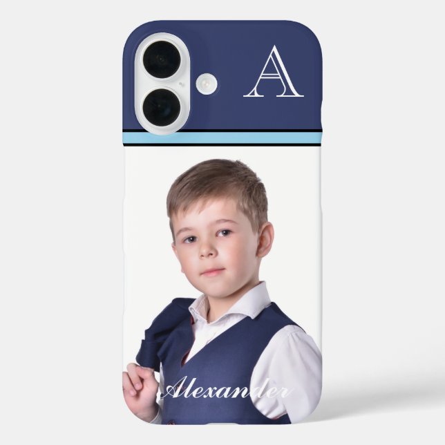 Custom Modern Photo Picture Monogram Personalise  Case-Mate iPhone Case (Back)