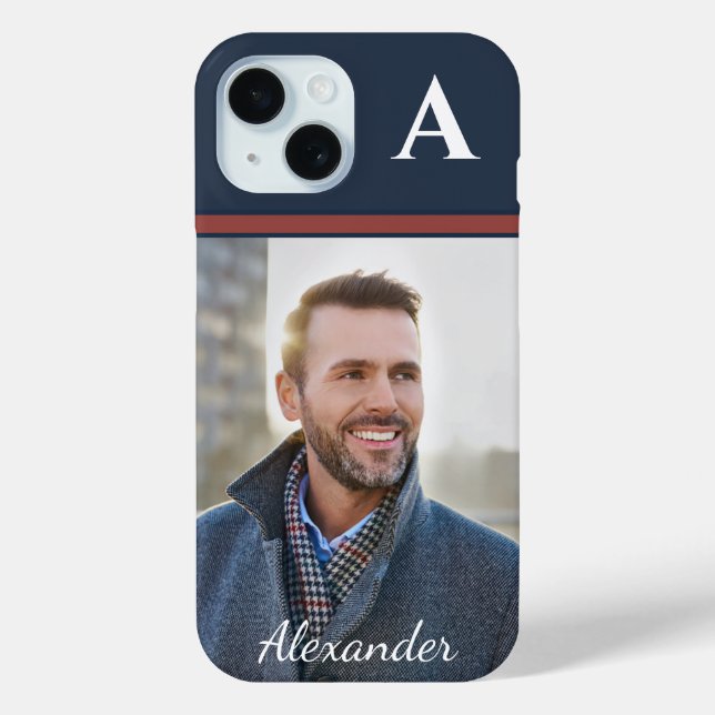 Custom Modern Photo Picture Monogram Personalise Case-Mate iPhone Case (Back)