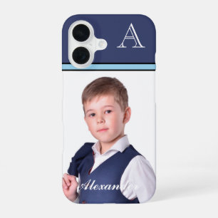 Custom Modern Photo Picture Monogram Personalise iPhone 16 Case