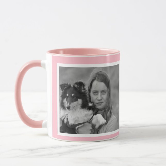 Custom modern Pink 2 photo collage Mug (Left)