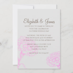 Custom Modern Pink and Brown Wedding Invitations