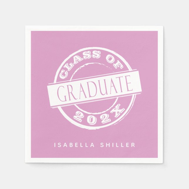 Custom Modern Pink Graduate Napkin (Front)