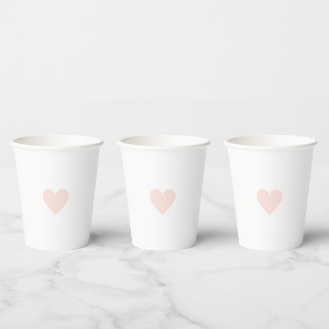 Custom Modern Pink Heart Paper Cups (Multi)