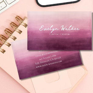 Custom Modern Pink Watercolor Business Cards
