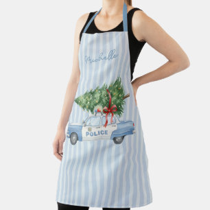 Custom Modern Police Officer Christmas Police Car Apron