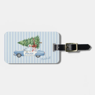 Custom Modern Police Officer Christmas Police Car Luggage Tag