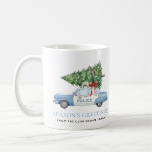 Custom Modern Police Officer Christmas Tree Car Coffee Mug